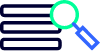 Magnifying glass over three horizontal lines
